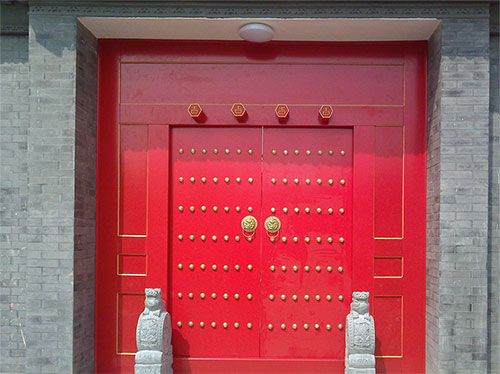 垣曲中国传统四合院系列朱红色中式木制大门木作